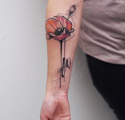 乱中有序的漂亮水墨创意设计纹身图案