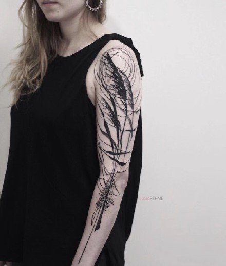 乱中有序的漂亮水墨创意设计纹身图案