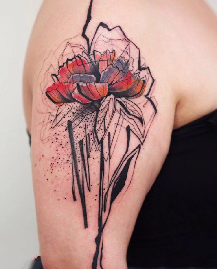 乱中有序的漂亮水墨创意设计纹身图案