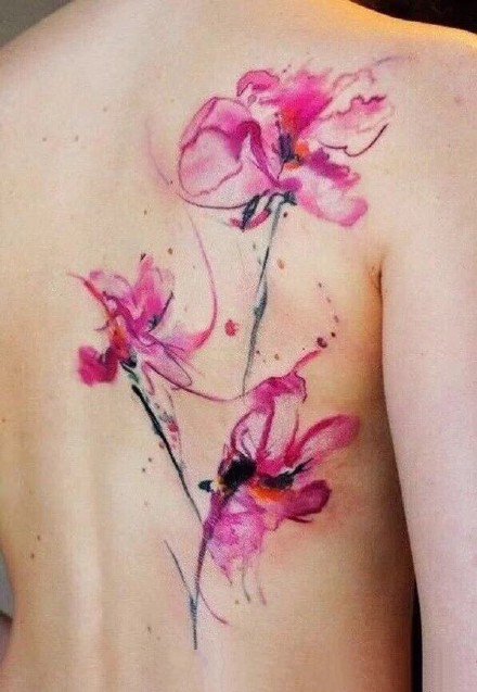 18张适合女士的红色小清新花朵纹身图案