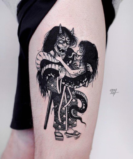 黑色的一组个性暗黑纹身图案27张