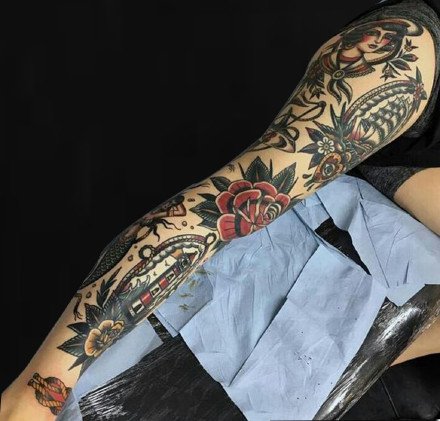 9张彩色old school的大花臂纹身赏析