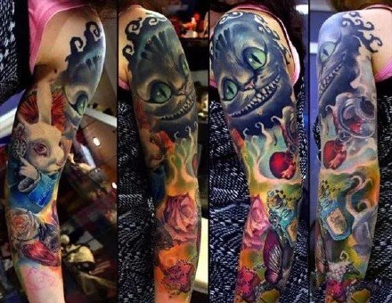 梦幻炫彩的一组大花臂纹身作品欣赏