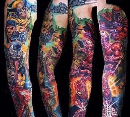 梦幻炫彩的一组大花臂纹身作品欣赏