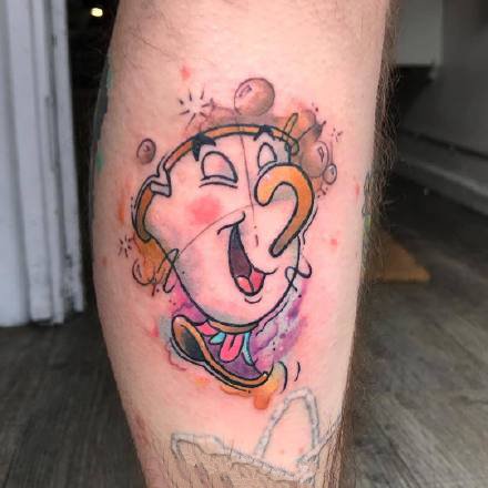 一组new school 风格的水彩卡通纹身图