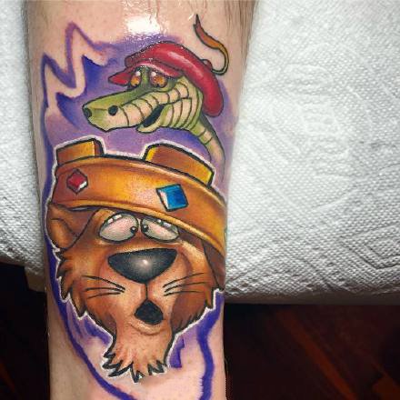 一组new school 风格的水彩卡通纹身图