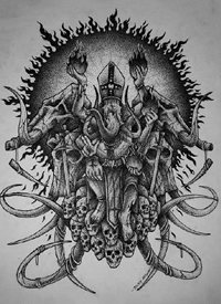 超暗黑点刺风格的一组欧美纹身手稿