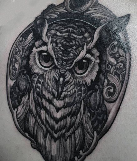 猫头鹰刺青：一组猫头鹰的手稿和纹身作品赏析