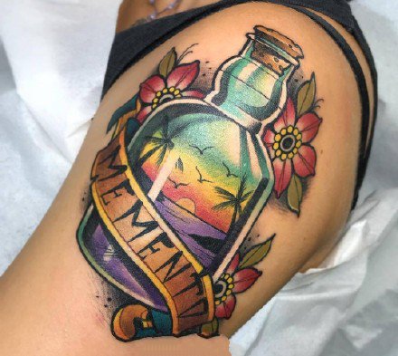 一组玻璃瓶瓶罐罐的纹身图片欣赏