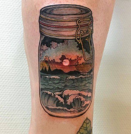 一组玻璃瓶瓶罐罐的纹身图片欣赏