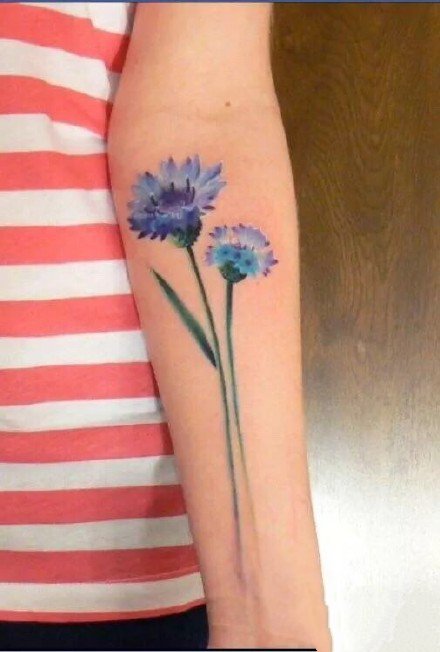 适合小臂上的小清新唯美花朵纹身图案