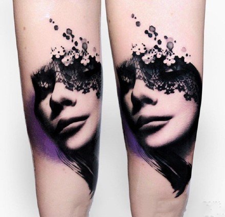 9张深黑色的一组水墨创意纹身图案