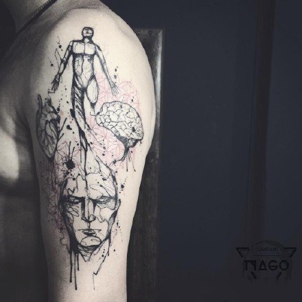 拼接风格的一组手臂纹身图案欣赏