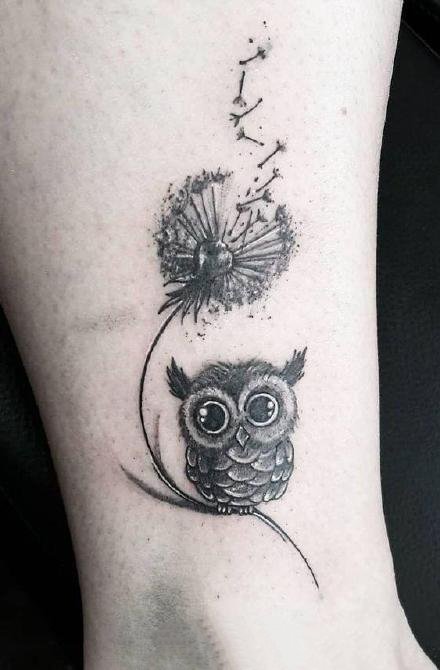 适合猫头鹰控的小简约猫头鹰纹身图片