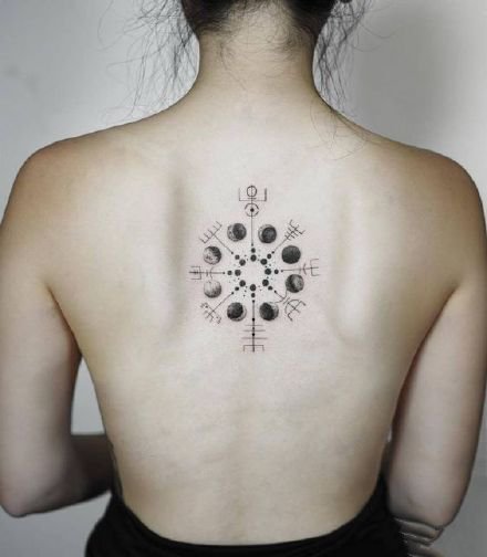 一组维京罗盘的符号图腾纹身图案