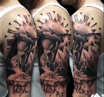 沙漏纹身：珍惜时间的一组沙漏纹身作品