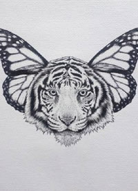 一组适合点刺的黑色动物纹身手稿图