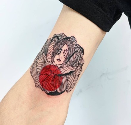 创意的一组彩色抽象人物纹身图案