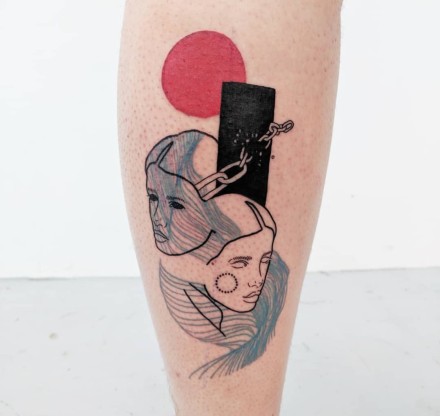 创意的一组彩色抽象人物纹身图案