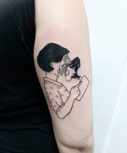 创意的一组彩色抽象人物纹身图案