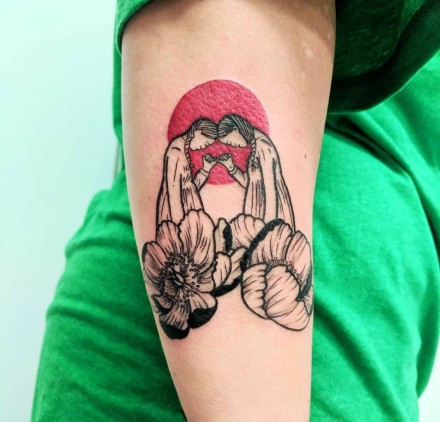 创意的一组彩色抽象人物纹身图案