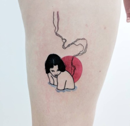 创意的一组彩色抽象人物纹身图案