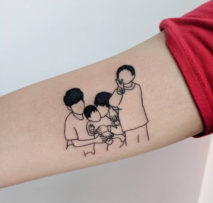 创意的一组彩色抽象人物纹身图案