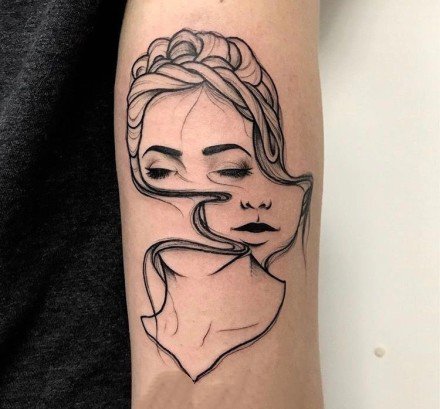 创意的一组假面线条纹身图案9张