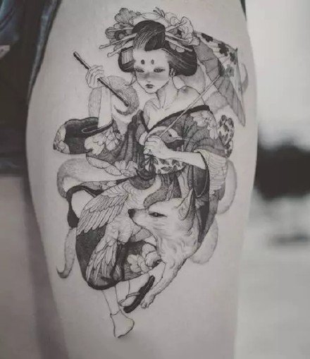 18张漂亮的日本艺妓纹身图案作品
