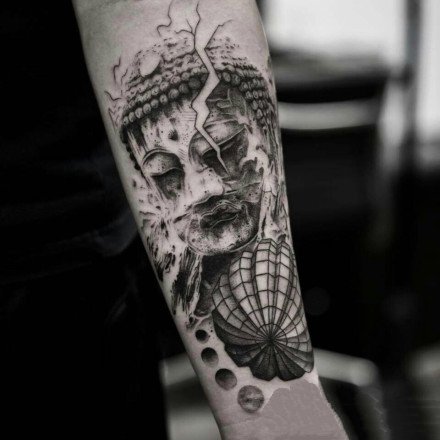 9想很有创意的一组黑灰点刺纹身图案