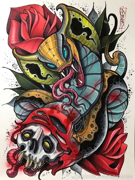 27张新传统风格的炫彩手稿图案