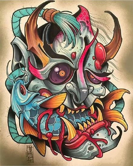 27张新传统风格的炫彩手稿图案