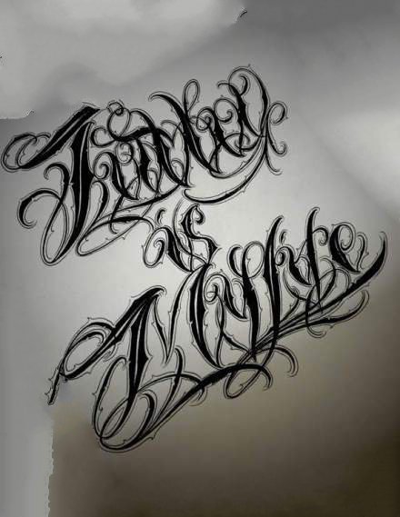 一组简单的花体英文纹身手稿欣赏
