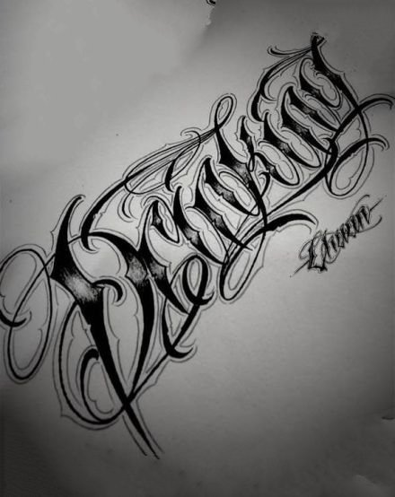 一组简单的花体英文纹身手稿欣赏