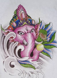 20张传统象神纹身手稿素材图案