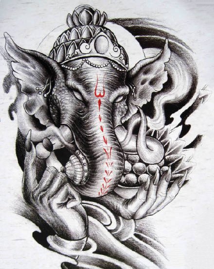 20张传统象神纹身手稿素材图案