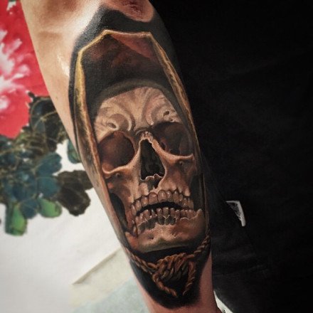 9张暗黑写实的一组骷髅纹身图案