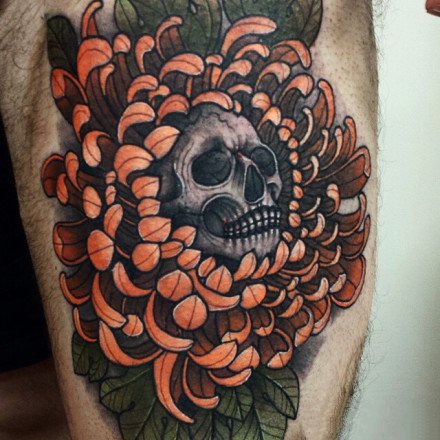 9张暗黑写实的一组骷髅纹身图案