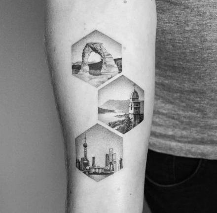 旅行爱好者喜欢的一组旅行主题纹身