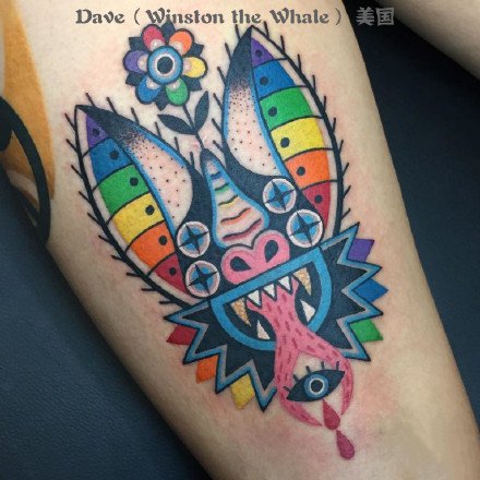色彩缤纷的一组炫彩色纹身图案9张