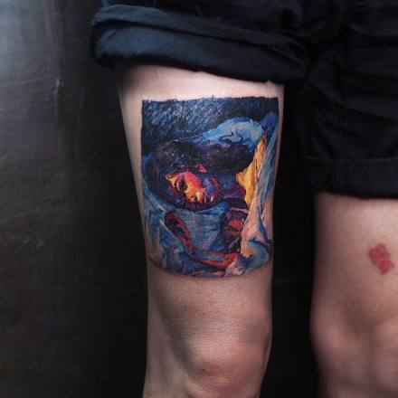 一组暗彩色的插画纹身作品图片