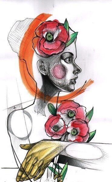 抽象风格的一组彩色素描创意手稿图片