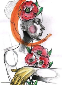 抽象风格的一组彩色素描创意手稿图片