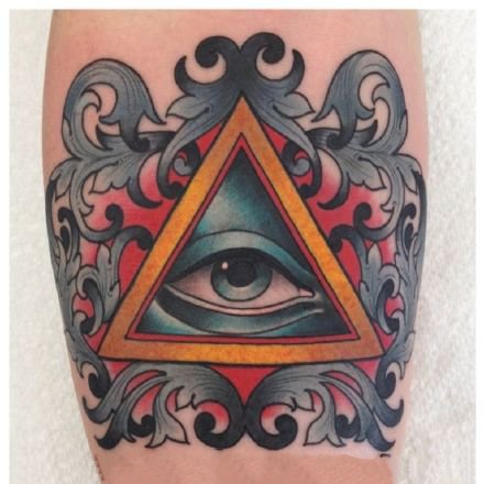 school风格的一组个性上帝之眼纹身图案