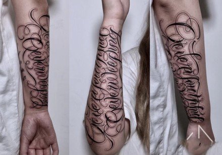 一组奇卡诺花体字的纹身图案欣赏