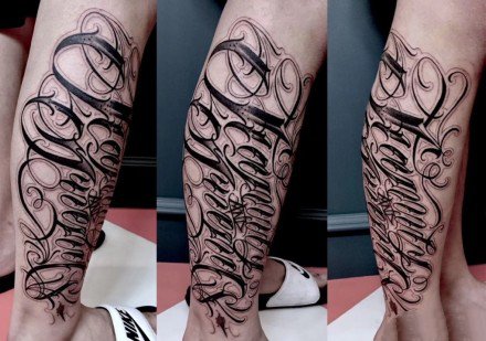 一组奇卡诺花体字的纹身图案欣赏