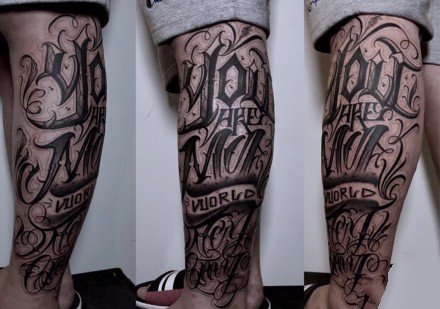 一组奇卡诺花体字的纹身图案欣赏