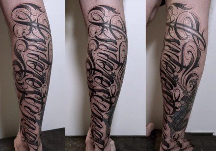 一组奇卡诺花体字的纹身图案欣赏