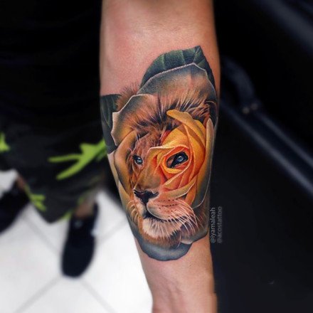 艳丽的一组3d玫瑰花朵创意纹身图案