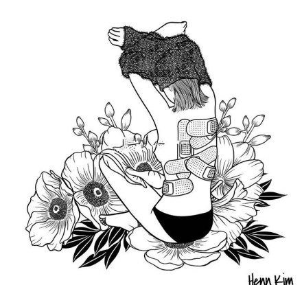 33组抽象黑灰人物创意纹身手稿